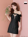 ROBE de FLEURS ローブドフルール オフショルリボンレースミニキャバドレス fm3462