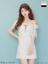 ROBE de FLEURS ローブドフルール オフショルリボンレースミニキャバドレス fm3462