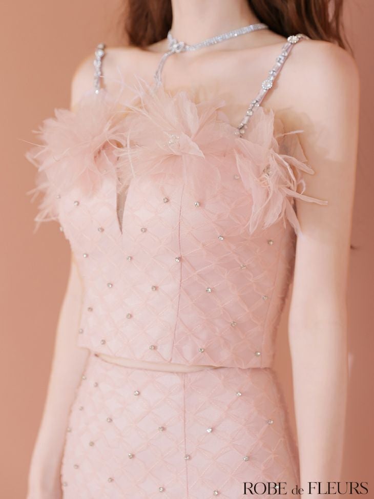 ROBE de FLEURS ローブドフルール フラワーモチーフレースビジューセットアップミニキャバドレス fm4210-c