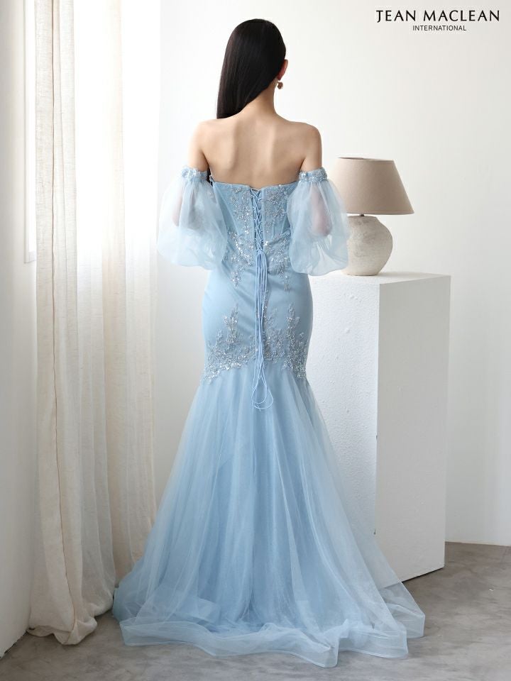 JEAN MACLEAN ジャンマクレーン オフショル/ロングスリーブ/スパンコール刺繍/コルセット/マーメイド/タイト ロングドレス ja51905