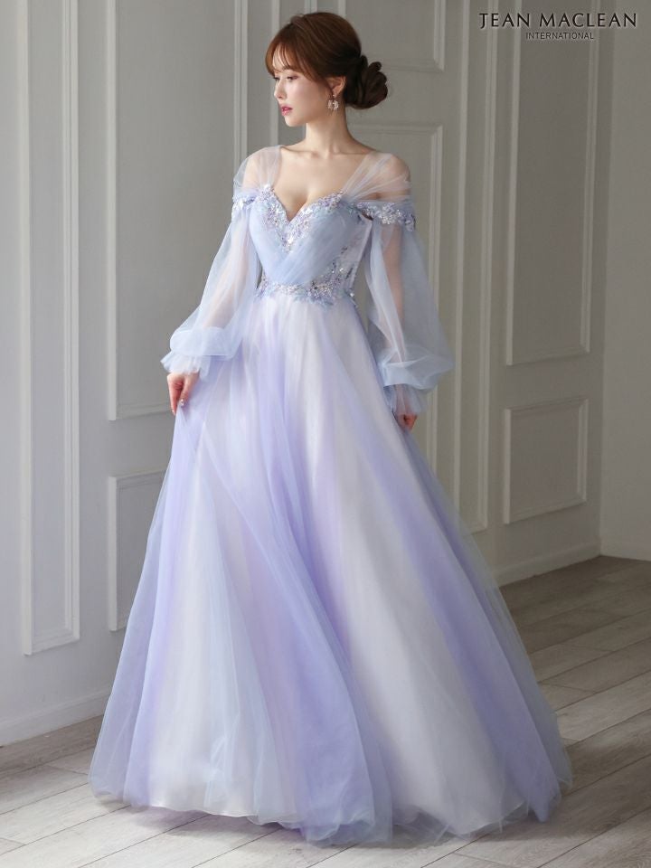 JEAN MACLEAN ジャンマクレーン ヴェールスリーブ/フラワービーズ刺繍/姫/ロングドレス ja51908