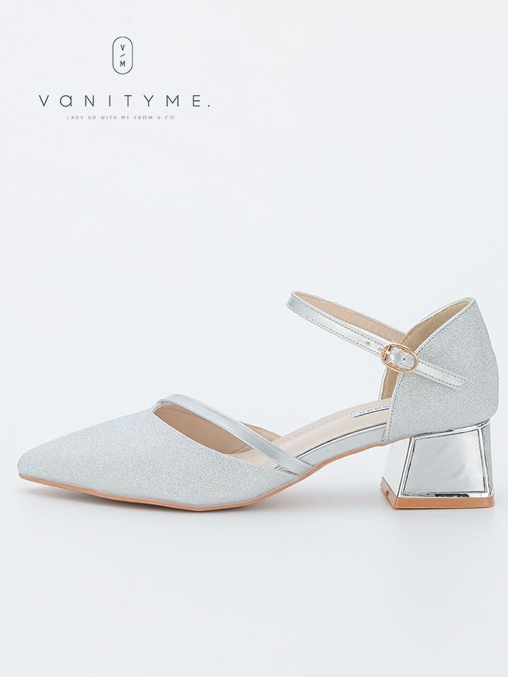 haremode ミラージュ チャンキーヒール パンプス ベージュ・シルバー・ブラック vsh-am-3424