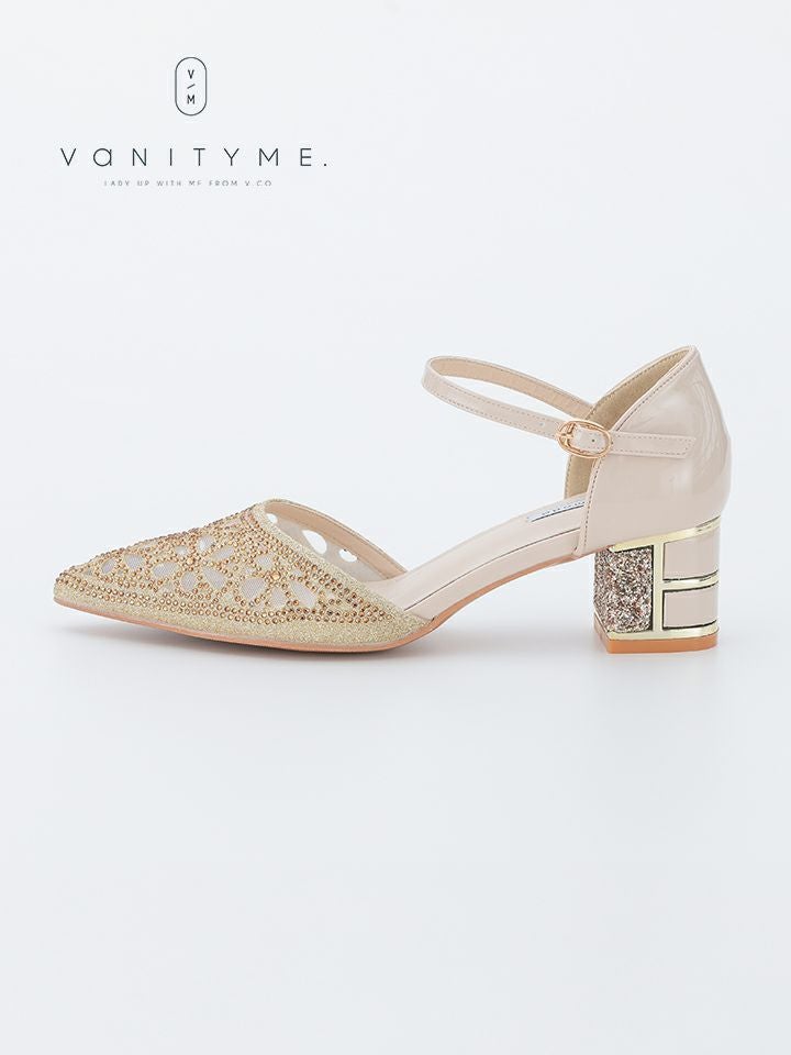haremode ブリリアントブロッサム グリッターヒール パンプス ベージュ・シルバー・ブラック vsh-am-3426