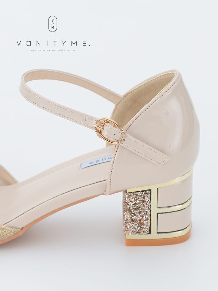 haremode ブリリアントブロッサム グリッターヒール パンプス ベージュ・シルバー・ブラック vsh-am-3426