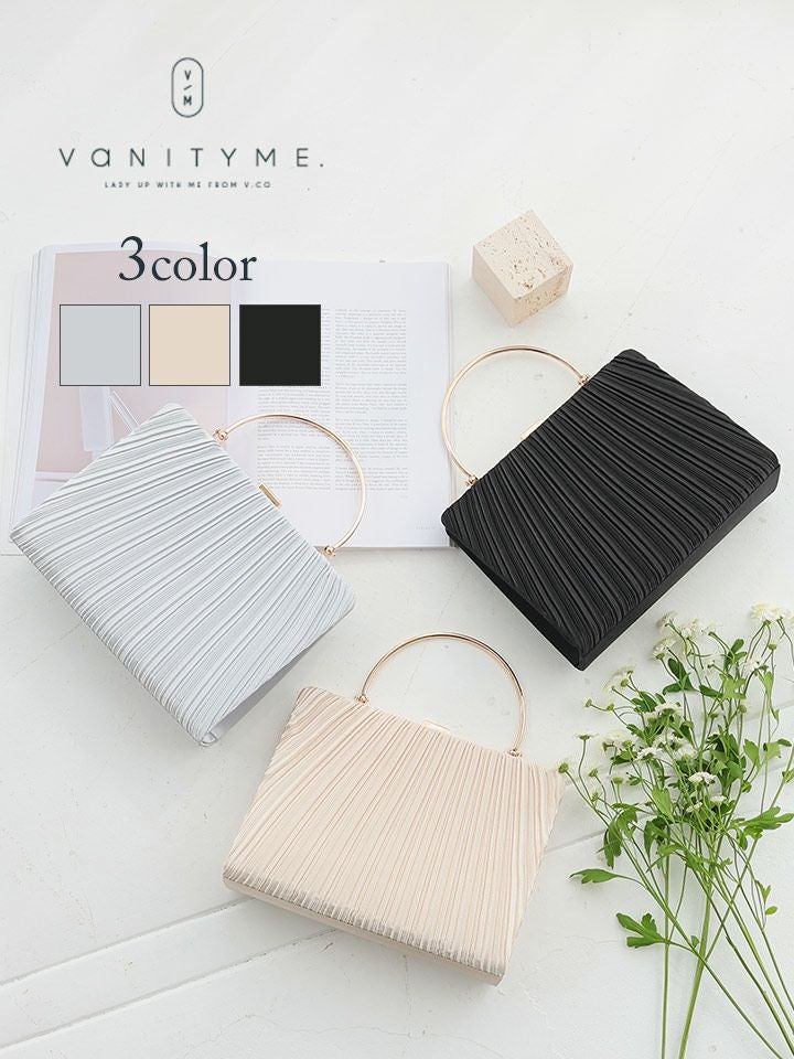 haremode ハレモード フォーマル プリーツ メタルハンド パーティーバッグ ベージュ・シルバー・ブラック vim-am-5073haremode ハレモード フォーマル プリーツ メタルハンド パーティーバッグ ベージュ・シルバー・ブラック vim-am-5073