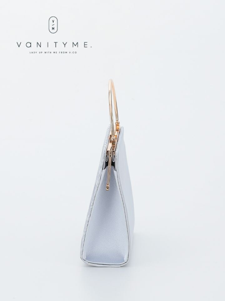 haremode ハレモード フォーマル プリーツ メタルハンド パーティーバッグ ベージュ・シルバー・ブラック vim-am-5073