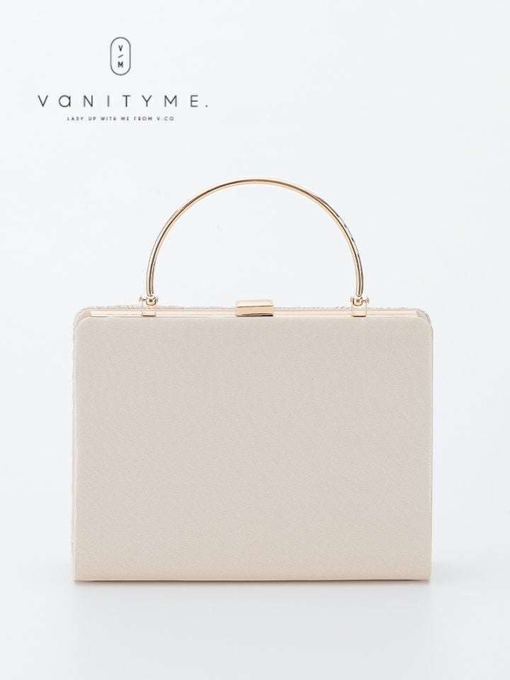 haremode ハレモード フォーマル プリーツ メタルハンド パーティーバッグ ベージュ・シルバー・ブラック vim-am-5073