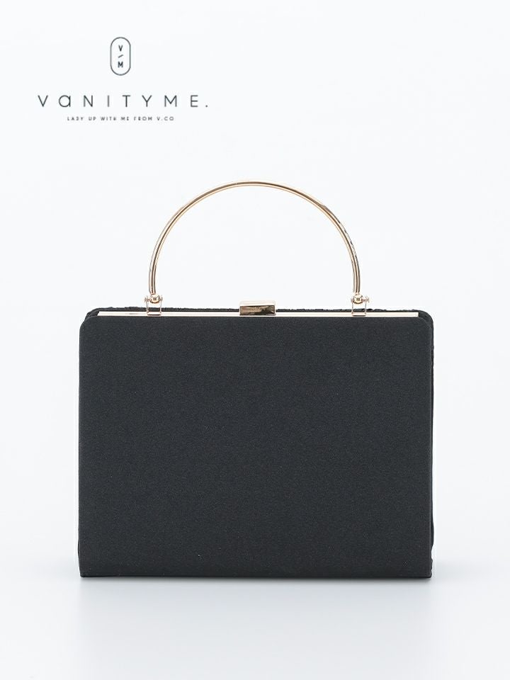 haremode ハレモード フォーマル プリーツ メタルハンド パーティーバッグ ベージュ・シルバー・ブラック vim-am-5073