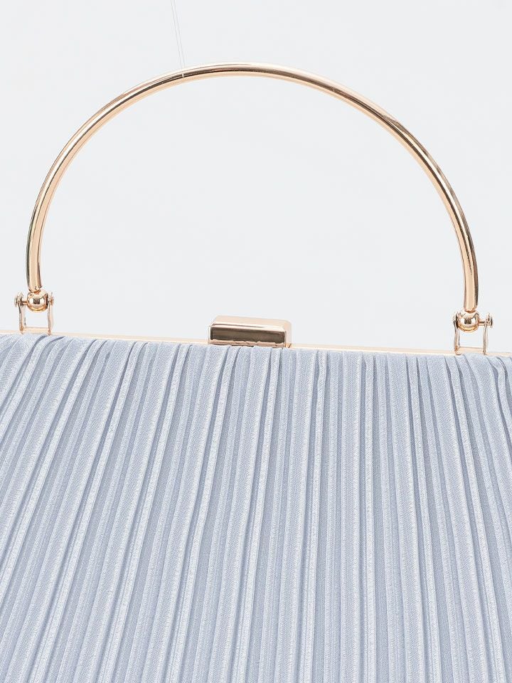 haremode ハレモード フォーマル プリーツ メタルハンド パーティーバッグ ベージュ・シルバー・ブラック vim-am-5073