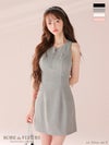 ROBE de FLEURS ローブドフルール リボンビジューノースリーブタイトミニキャバドレス fm4214