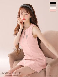 ROBE de FLEURS ローブドフルール リボンビジューノースリーブタイトミニキャバドレス fm4214-c