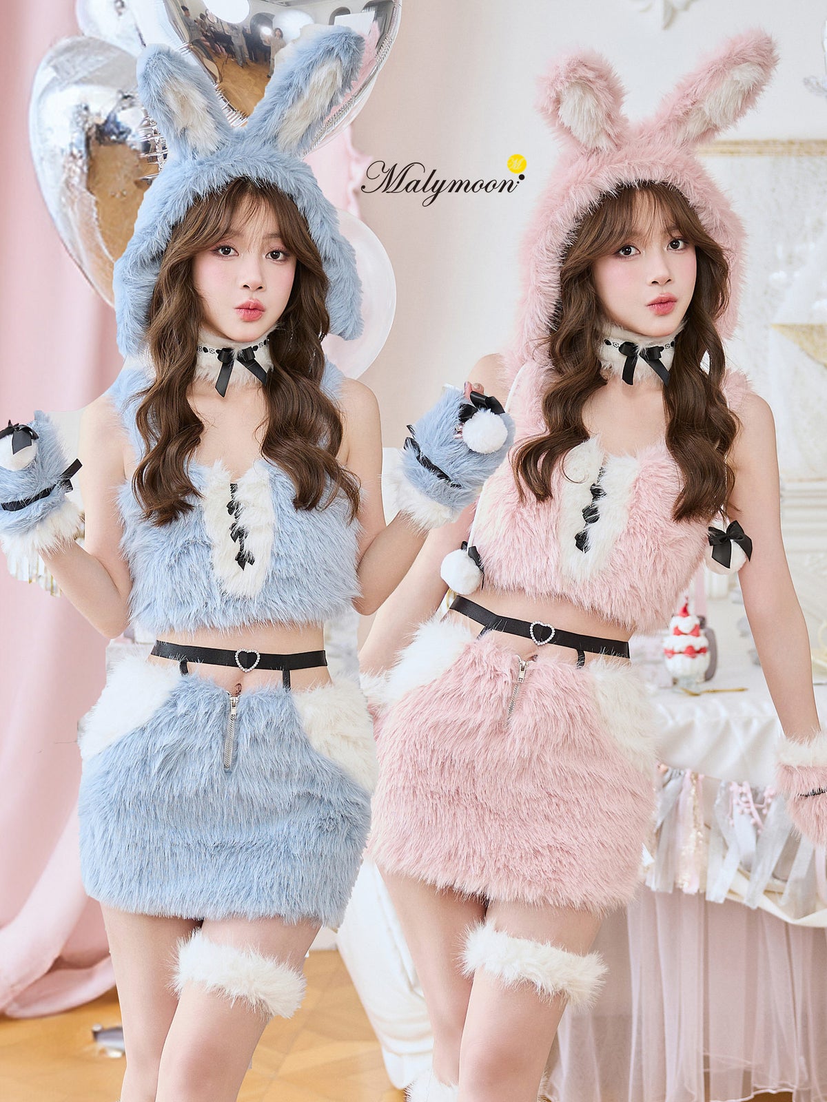 【8点セット】Malymoon マリームーン ディアハートメルティバニー [ピンク/ブルー] ml10279