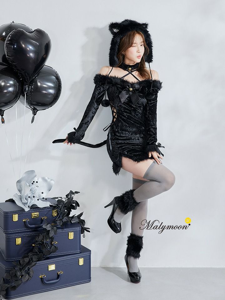 み*け様 Malymoon ブラックキャット コスプレ衣装 8点セット】Malymoon マリームーン ノワールベルキャット [ブラック