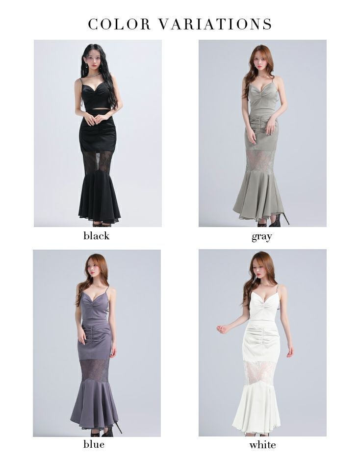 Glossy ローブドフルールグロッシー サテンレースマーメイドセットアップロングキャバドレス gl4110-c