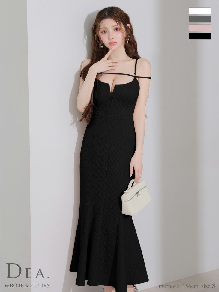 DEA. ディア バイ ローブドフルール デコルテラインストレッチキルティングマーメイドキャバドレス de4215