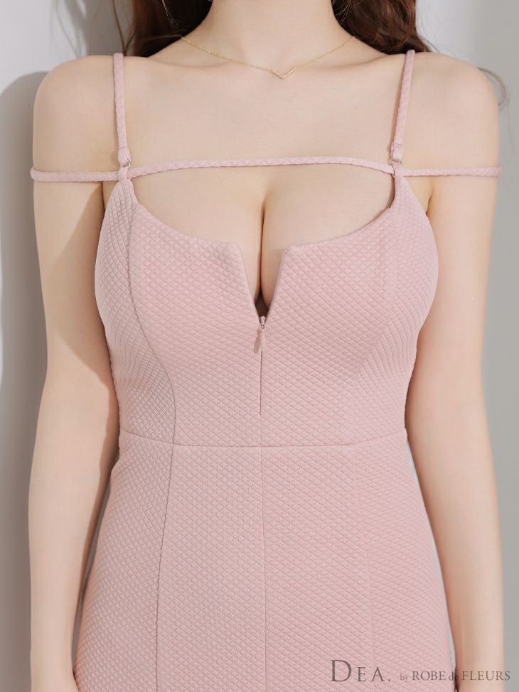 DEA. ディア バイ ローブドフルール デコルテラインストレッチキルティングマーメイドキャバドレス de4215