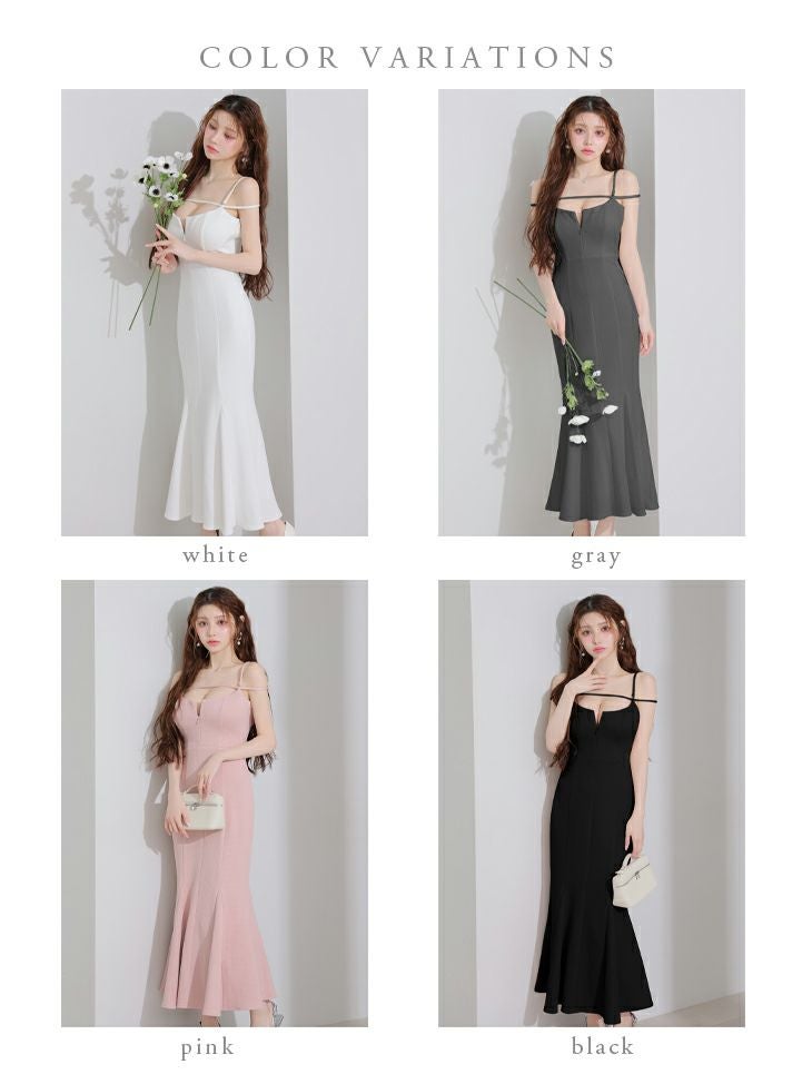 DEA. ディア バイ ローブドフルール デコルテラインストレッチキルティングマーメイドキャバドレス de4215