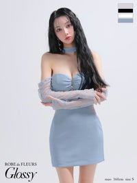 Glossy ローブドフルールグロッシー レースベアチョーカータイトミニキャバドレス 【袖取り外し可能】 gl4100