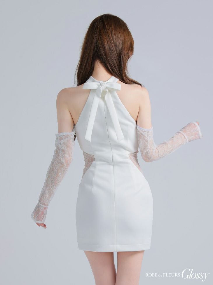 Glossy ローブドフルールグロッシー レースベアチョーカータイトミニキャバドレス 【袖取り外し可能】 gl4100