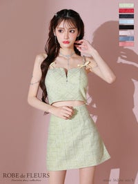 ROBE de FLEURS ローブドフルール スパンコール×刺繍レースセットアップキャミドレス fm3415