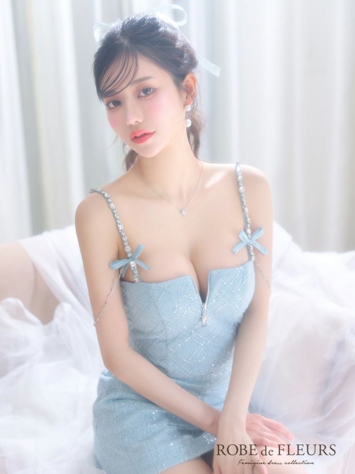 ROBE de FLEURS ローブドフルール スパンコール×刺繍レースセットアップキャミドレス fm3415