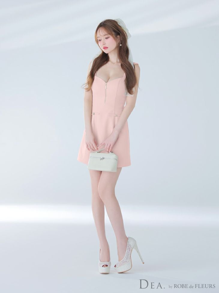 DEA. ディア バイ ローブドフルール ノースリーブバストジップシンプルミニキャバドレス de4211