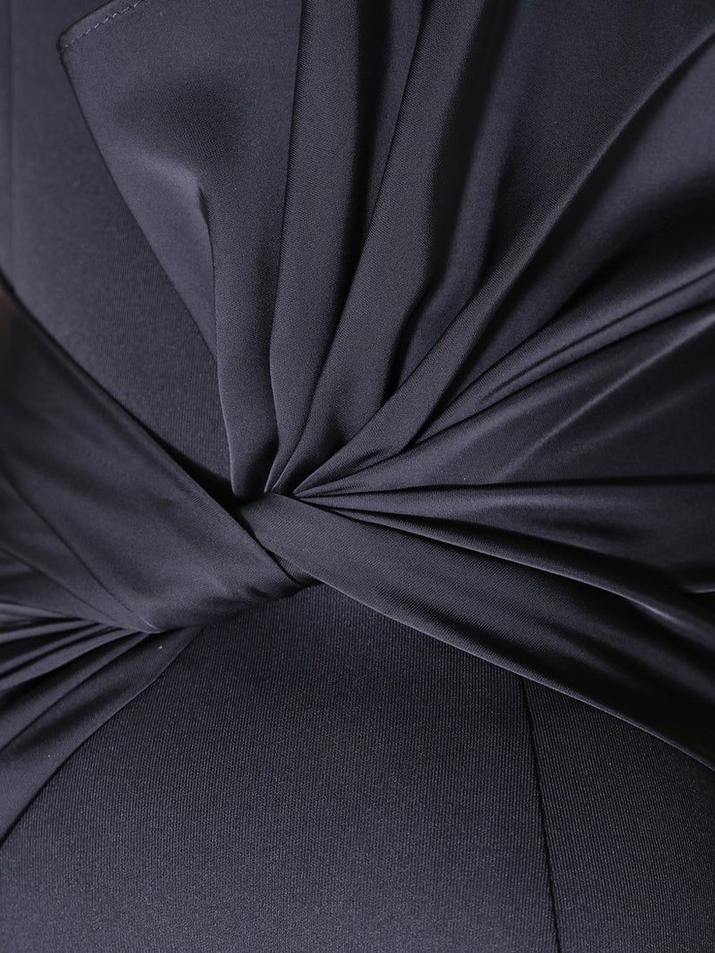 Veautt ヴュート ドレープウエストタックサテンファスナータイトミディアムタイトドレス vt082515