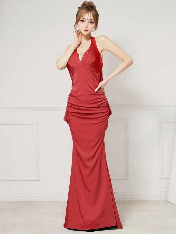 AngelR エンジェルアール バストタックバックオープンリボンデザインマーメイドタイトロングドレス ar25233-ks