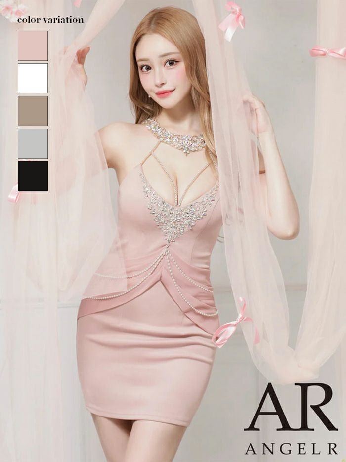 AngelR エンジェルアール ホルターネックビジューシフォンドレープ