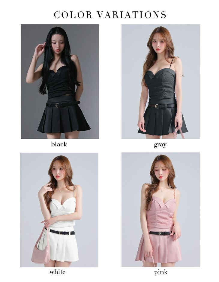 Glossy ローブドフルールグロッシー ベルト付きハートカットセットアッププリーツミニキャバドレス gl4219-c