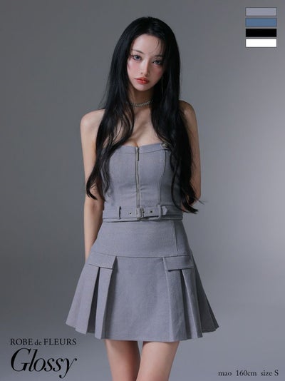 Glossy ローブドフルールグロッシー ベルトデザイン×デコルテメッシュ 
