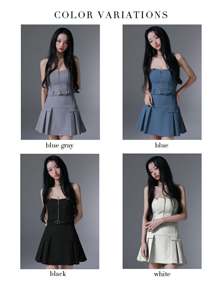 Glossy ローブドフルールグロッシー センタージップベルトセットアッププリーツミニキャバドレス gl3943-c