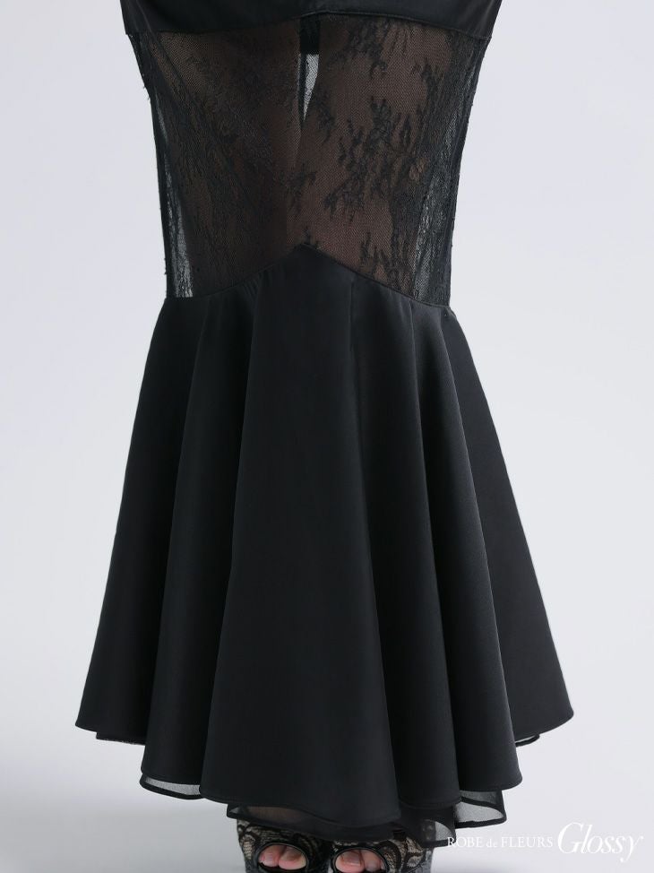 Glossy ローブドフルールグロッシー サテンレースマーメイドセットアップロングキャバドレス gl4110