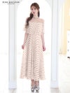 JEAN MACLEAN ジャンマクレーン オフショル/ドット柄/モノトーン/ローズコサージュチョーカー付き/3way/マキシ/フレア/ミディアムドレス ワンピース ja51854-c