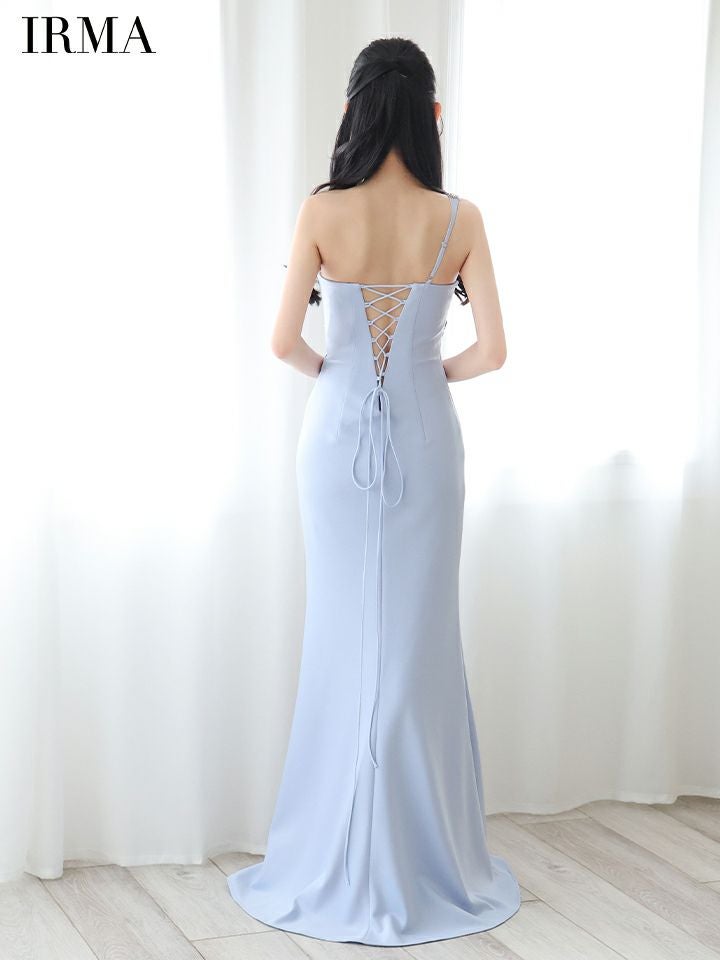  IRMA イルマ ワンショル/刺繍レース/ヌードベース/スリット入り/タイト ロングドレス ir51855-c