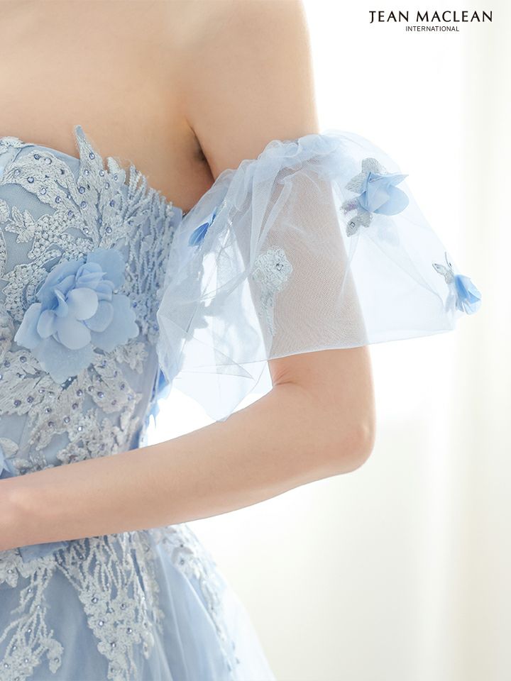 JEAN MACLEAN ジャンマクレーン 立体フラワーモチーフ/ビジュー刺繍/パフスリーブ付き/姫/ロングドレス ja51865-c