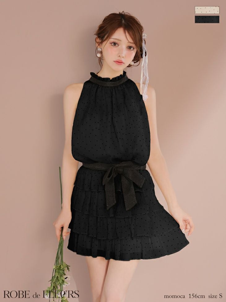 ROBE de FLEURS ローブドフルール ドットオーガンジーウエストリボン