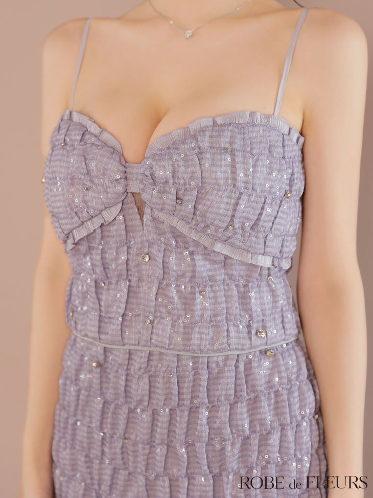 ROBE de FLEURS ローブドフルール スパンコールシフォンリボンセットアップミニキャバドレス fm3464-cROBE de FLEURS ローブドフルール スパンコールシフォンリボンセットアップミニキャバドレス fm3464-c