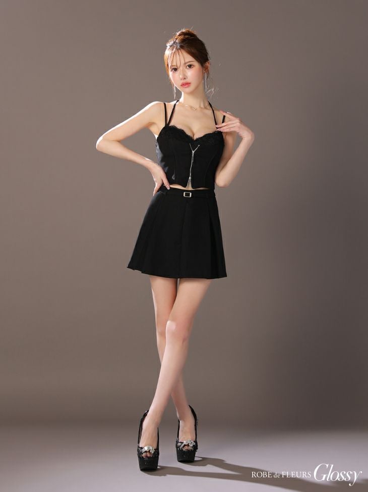 Glossy ローブドフルールグロッシー フロントレースセットアップフレアミニキャバドレス gl4120-c