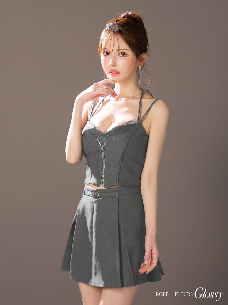 Glossy ローブドフルールグロッシー フロントレースセットアップフレアミニキャバドレス gl4120-c