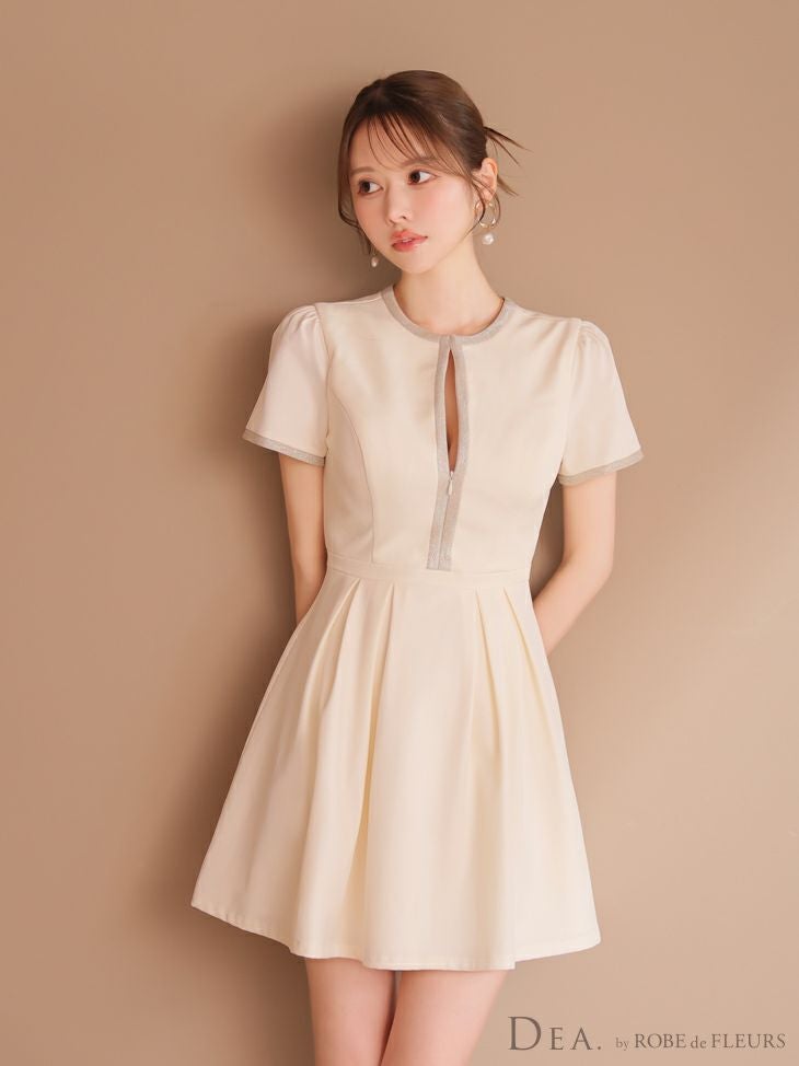 DEA. ディア バイ ローブドフルール クラシカルフロントパイピングフレアミニキャバドレス de3357