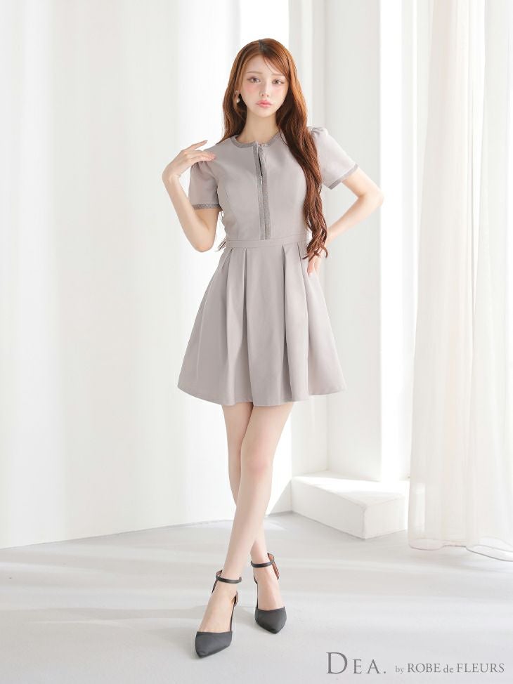 DEA. ディア バイ ローブドフルール クラシカルフロントパイピングフレアミニキャバドレス de3357
