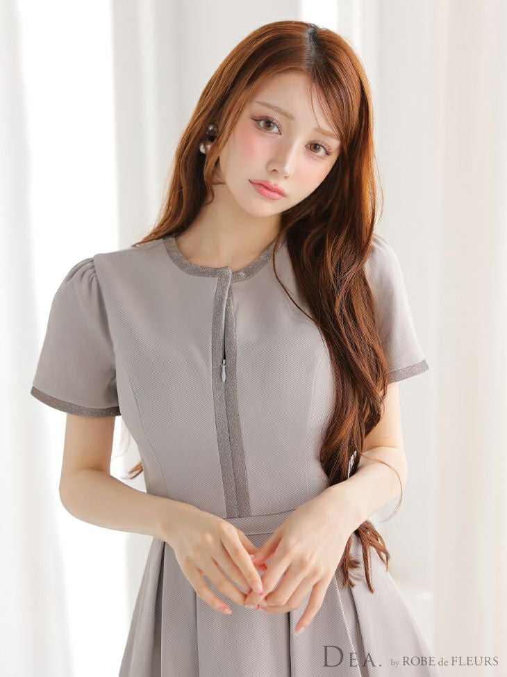 DEA. ディア バイ ローブドフルール クラシカルフロントパイピングフレアミニキャバドレス de3357