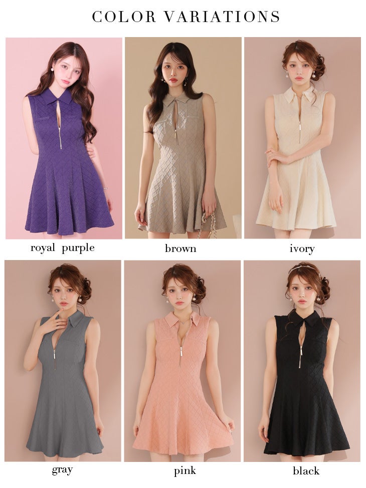 ROBE de FLEURS ローブドフルール 襟付きシンプルラメフレアミニキャバドレス fm4212