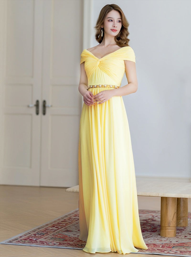 ERUKEI エルケイ シフォン・ビジュー・シンプル・Aライン・ロングドレス ek-s36105