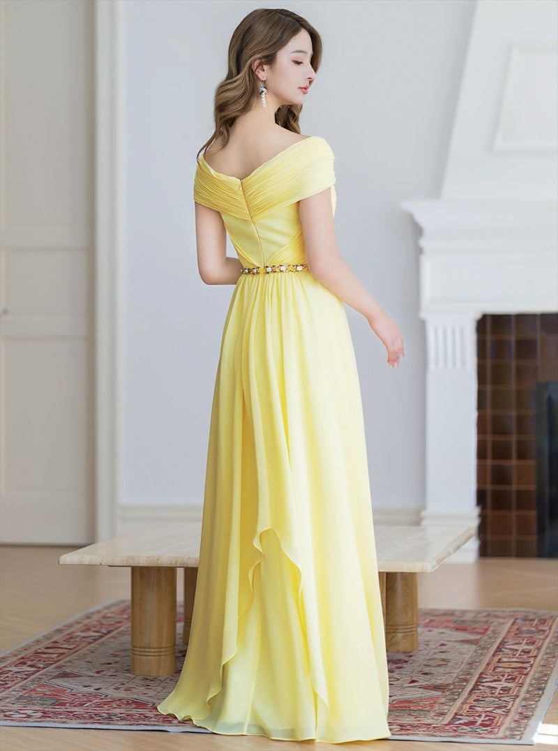 ERUKEI エルケイ シフォン・ビジュー・シンプル・Aライン・ロングドレス ek-s36105