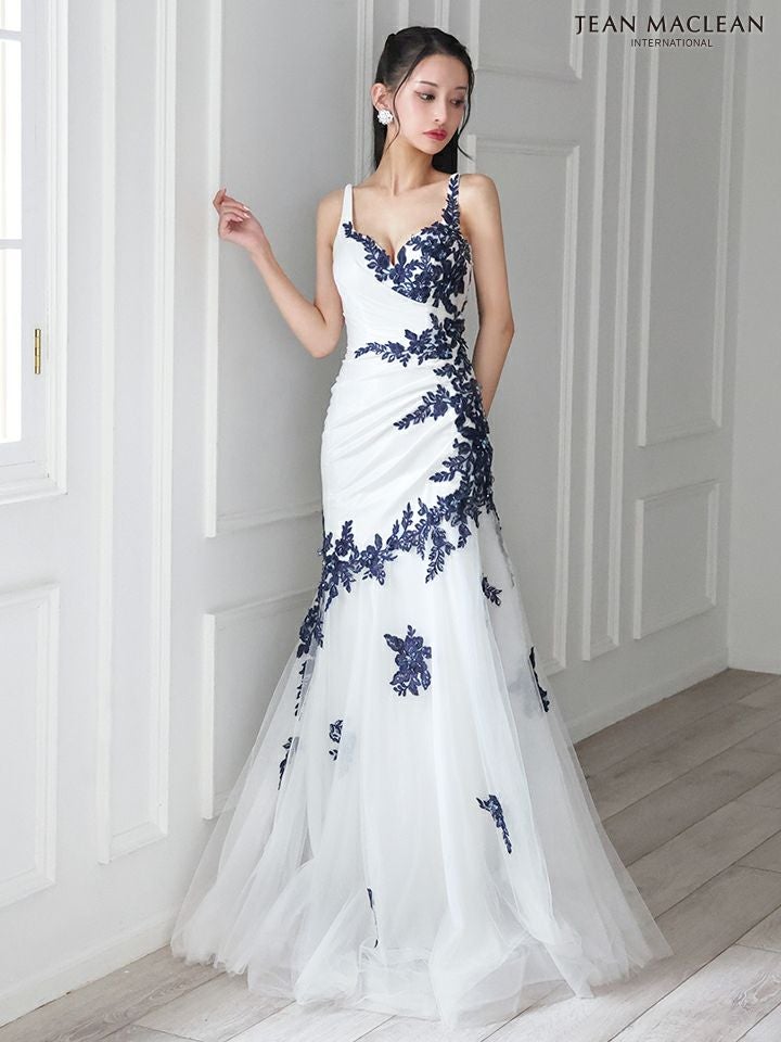 JEAN MACLEAN ジャンマクレーン バイカラー/アシンメトリーフラワー刺繍/マーメイド/タイト ロングドレス ja51882-c