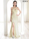 IRMA イルマ ワンショル/アシンメトリー/バストカット/刺繍/スリット入り/タイト ロングドレス ir51878-c