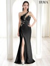 IRMA イルマ ワンショル/アシンメトリー/バストカット/刺繍/スリット入り/タイト ロングドレス ir51878-c