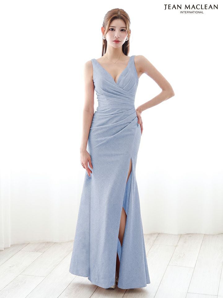 JEAN MACLEAN ジャンマクレーン シンプル/ワンカラー/Vネック/ウエストタック/タイト ロングドレス ja51880-c